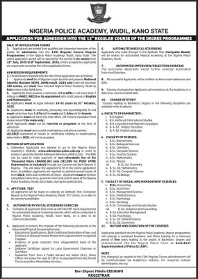 Nigeria Police Academy 12th Regular Course Admission