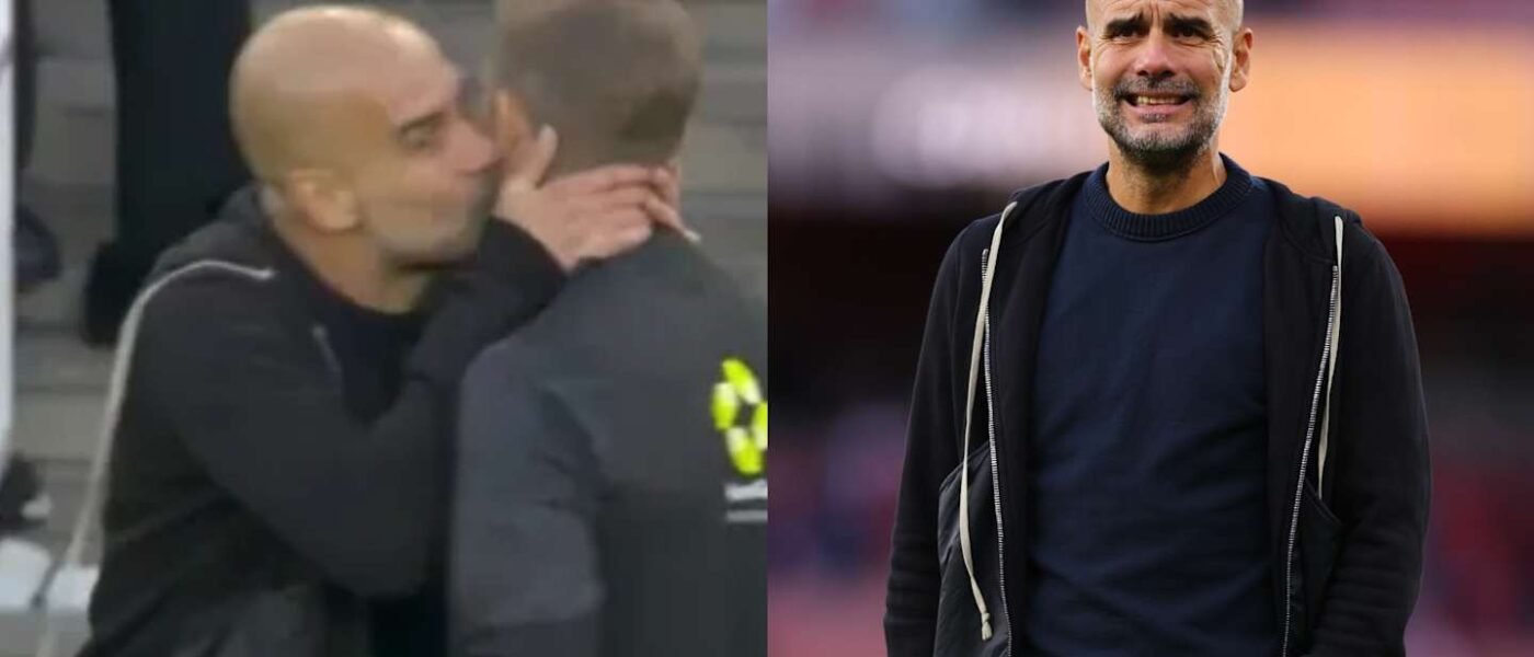 Pep Guardiola plants kiss on cheek of fourth official after telling off