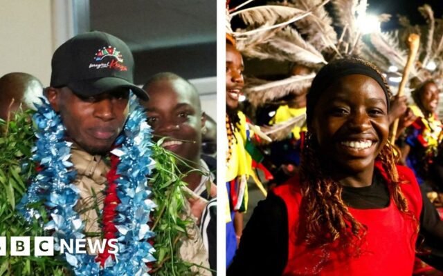 Joy as record-breaking runner Sawe returns home