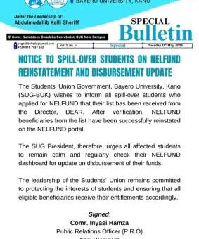 BUK SUG issues notice to spill-over students on NELFUND reinstatement and disbursement