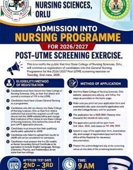 Imo State College of Nursing Sciences, Orlu Post-UTME form, 2026/2027