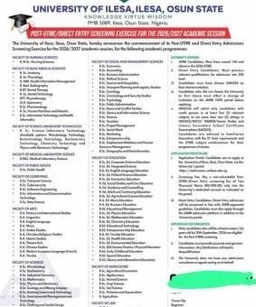 UNILESA Post-UTME/DE 2026: Cut-off mark, Eligibility and Registration Details