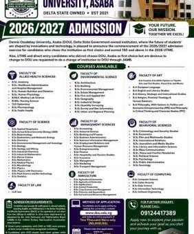 Dennis Osadebay University Post-UTME/DE 2026: Cut-off mark, Eligibility and Registration Details