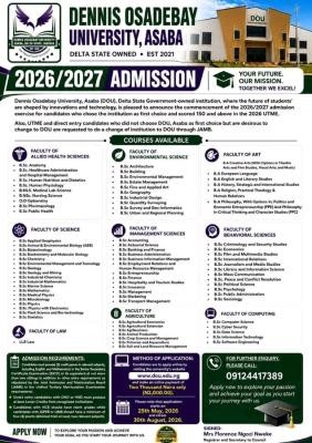 Dennis Osadebay University Post-UTME/DE 2026: Cut-off mark, Eligibility and Registration Details