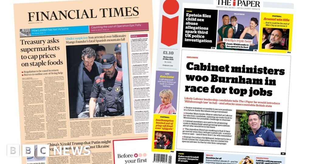 The Papers: ‘Cap prices on staple foods’ and ‘Strictly’s triple twist’