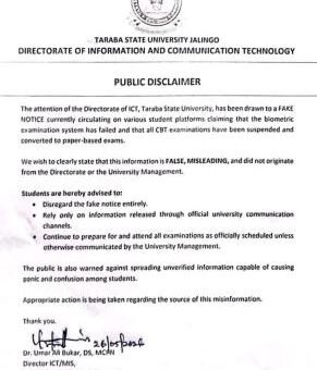 TASU disclaims fake notice regarding CBT exam suspension
