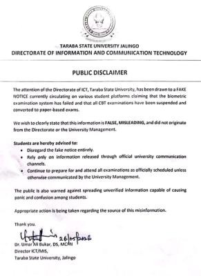 TASU disclaims fake notice regarding CBT exam suspension