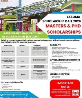 LASOMA Masters & PhD Scholarships for FULokoja and FUTminna Students
