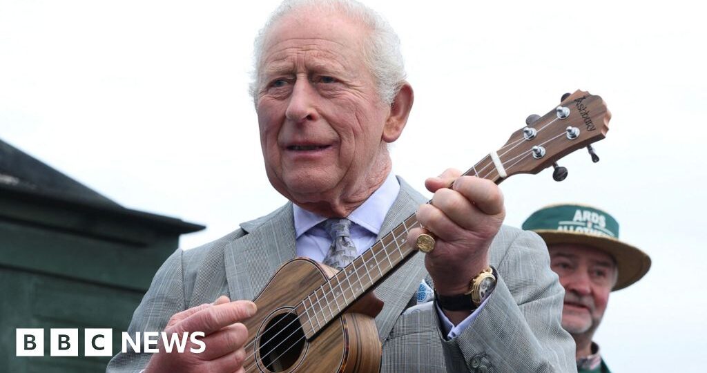 King Charles plays ukulele on final day of NI trip