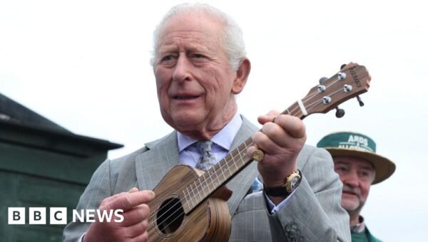 King Charles plays ukulele on final day of NI trip