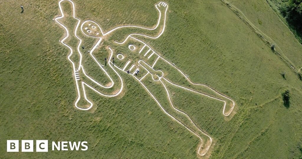 UK's rudest chalk figure gets a glow-up to stop it fading in the rain