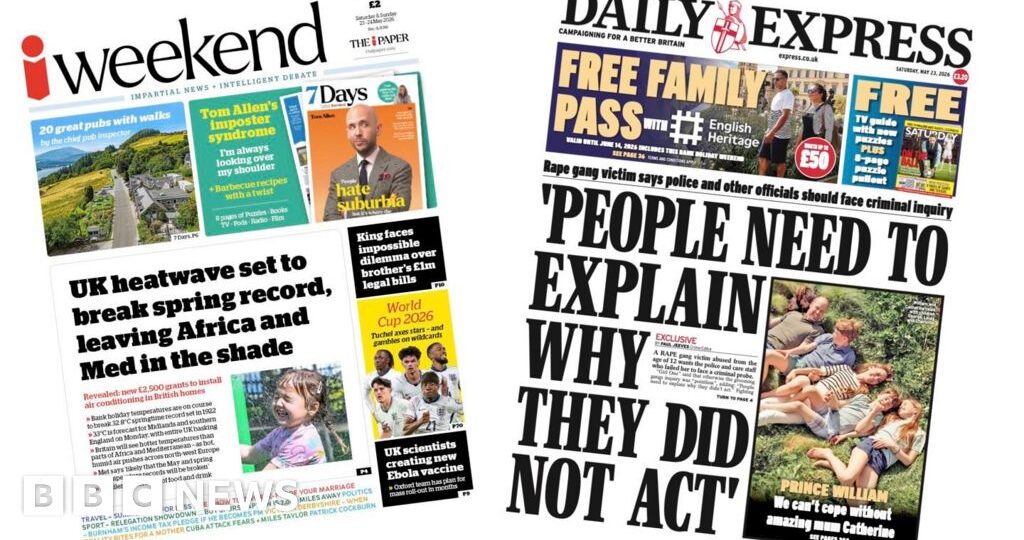 The Papers: 'Heat leaves Africa and Med in shade' and 'Can't cope without Catherine'