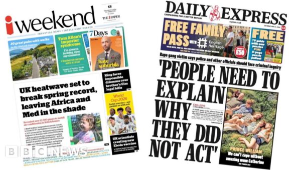 The Papers: ‘Heat leaves Africa and Med in shade’ and ‘Can’t cope without Catherine’