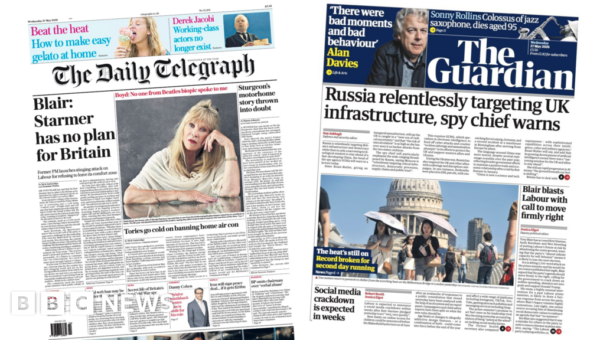The Papers: ‘Blair: Starmer has no plan for Britain’ and ‘The heat’s still on’