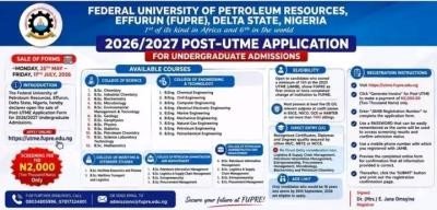FUPRE Post-UTME/DE 2026: Cut-off mark, Eligibility and Registration Details