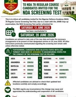 NDA reschedules screening date for 78th Regular Course