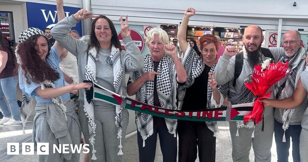 Seven flotilla activists detained in Israel arrive back in UK