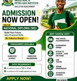 Gateway Industrial & Petro-Gas Institute (GIPI)Oni, Ogun State ND Admission, 2026/2027