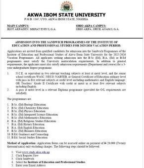 AKSU Sandwich Programme Admission form, 2025/2026