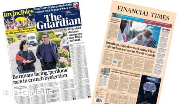 The Papers: ‘Burnham faces perilous race’ and ‘WHO declares Ebola emergency’