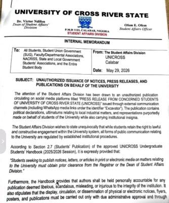 UNICROSS issues warning over unauthorized social media publications