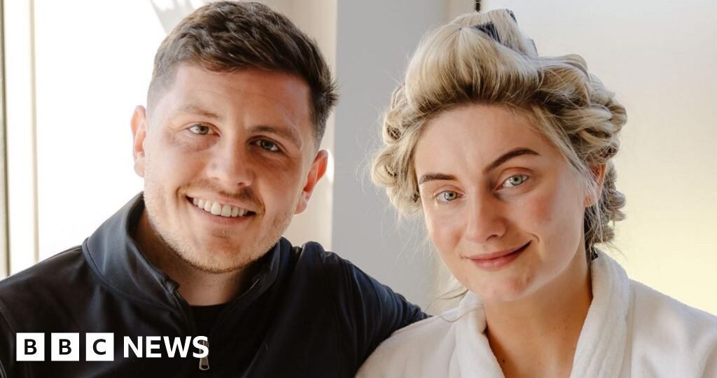 Bride weds in dressing gown, slippers and rollers as 'it's what married life is like'