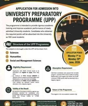 SLUK releases University Preparatory Programme Admission form, 2026/2027