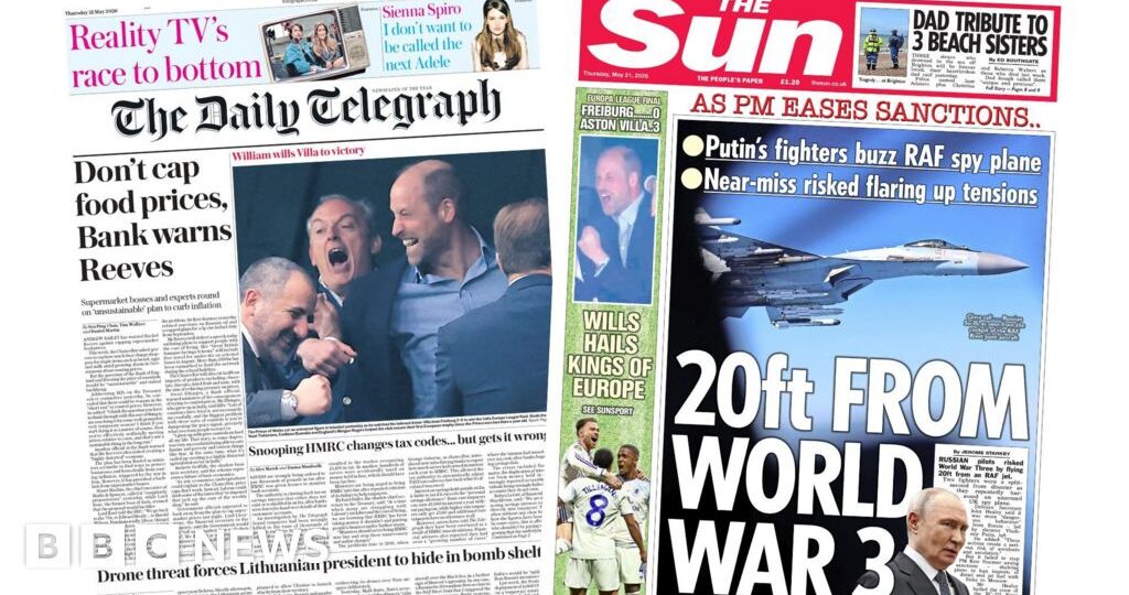 The Papers: 'Don't cap food prices' and '20ft from WW3'