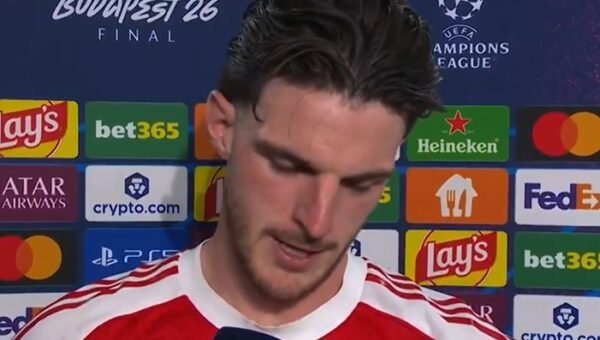 “It’s devastating to lose the Champions League final on penalties” – Arsenal midfielder Declan Rice (Video)