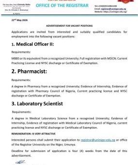 UNINIGER announces vacancies