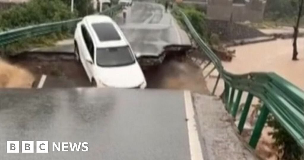 Watch: Bridge collapses and car swept away in China river