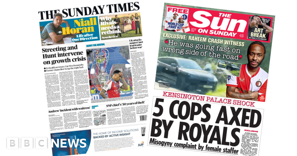 The Papers: 'Agony for Arsenal' and '5 cops axed' at Kensington Palace