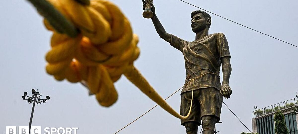 India's 70ft Messi statue to be moved after 'swaying in the wind'