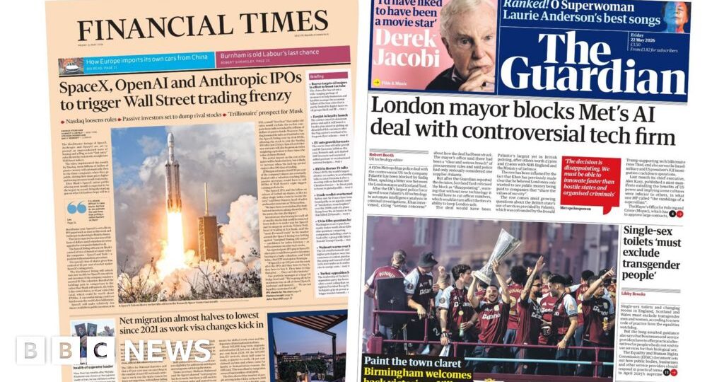 The Papers: 'Net migration almost halves' and 'Paint the town claret'