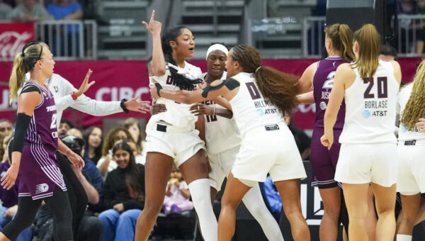 ‘What happens when the bully gets bullied’: Cameras catch Angel Reese tearing up after being slammed on the court