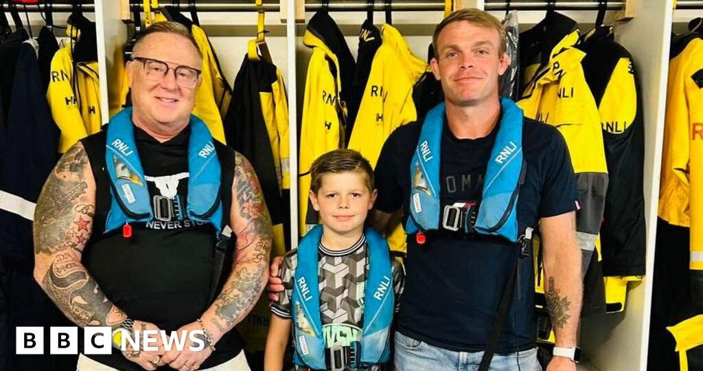 Boy, 8, helps save grandad after capsized kayak drifts two miles off coast