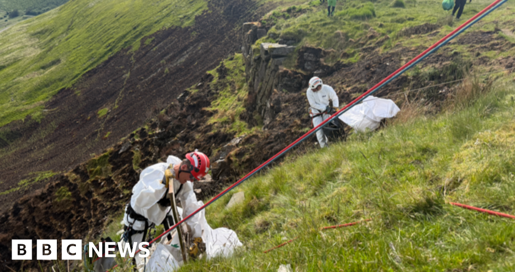 Mountain rescue's 12-hour operation to clear 'river of rubbish' seen 3 miles away