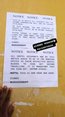 MOUAU notice to Students on Vacation of Hostel