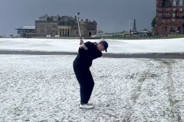 Wild storm turns The Old Course completely white in the middle of June