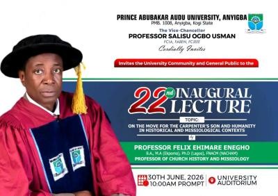 PAAU to Host 22nd Inaugural Lecture, 22nd June