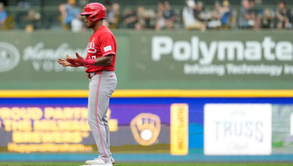 Reds Dane Myers carted from field after crashing into wall