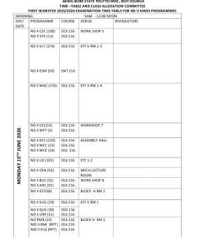 Akwa Ibom State Poly releases SIWES first semester exam timetable, 2025/2026