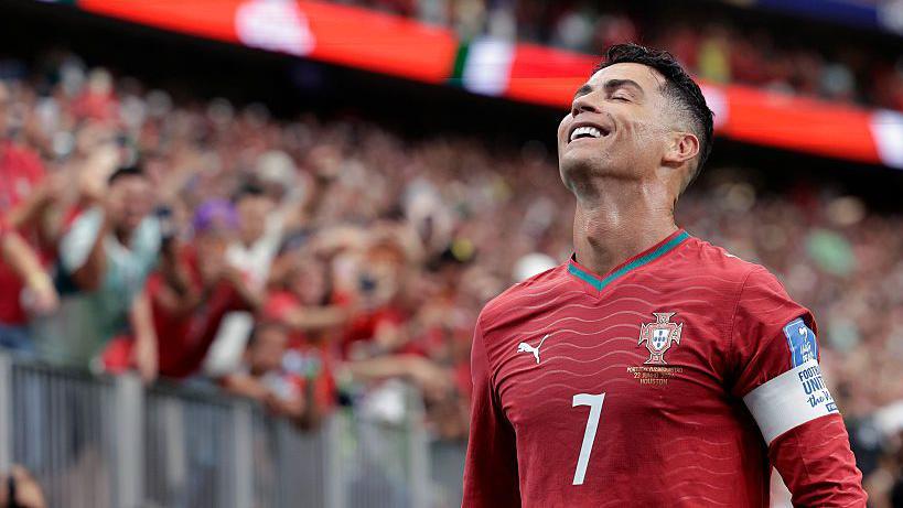 Record-breaking Ronaldo with double as Portugal lead Uzbekistan 4-0
