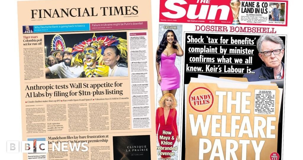 The Papers: 'Mandelson files lay bare frustration' and 'The welfare party'