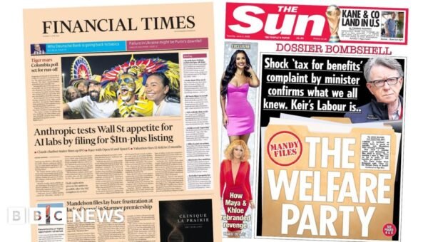 The Papers: ‘Mandelson files lay bare frustration’ and ‘The welfare party’