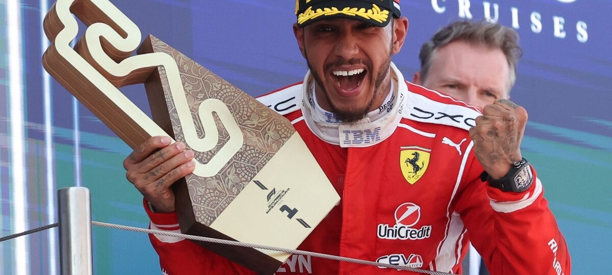 Lewis Hamilton shares defiant message after landmark Ferrari F1 win