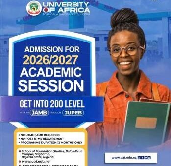 University of Africa, Toru-Orua JUPEB Admission form, 2026/2027