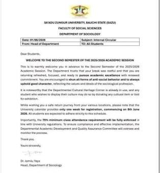 SAZU Faculty of Social Science notice on mandatory 75% minimum lecture attendance policy