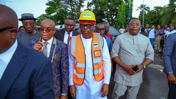 Rivers: Fubara visits site of collapsed building [PHOTO]