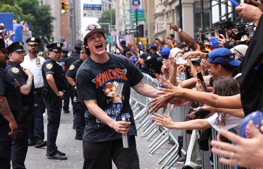 Knicks’ Tyler Kolek stopped by cops during championship parade: ‘I swear I’m on the team bro’
